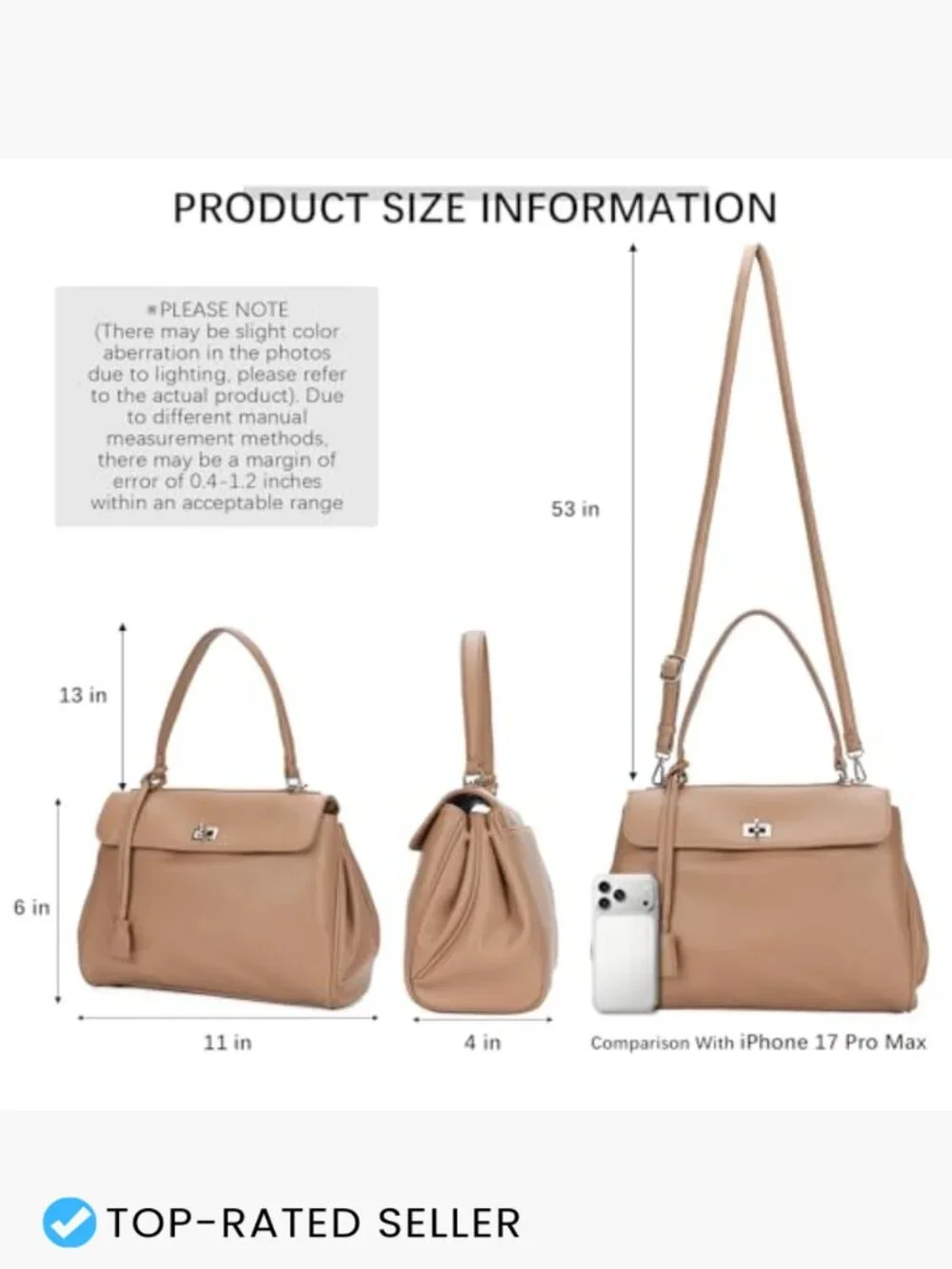 Convertible Faux Leather Tote Work Bag Satchel Multi-Pocket Purse Women